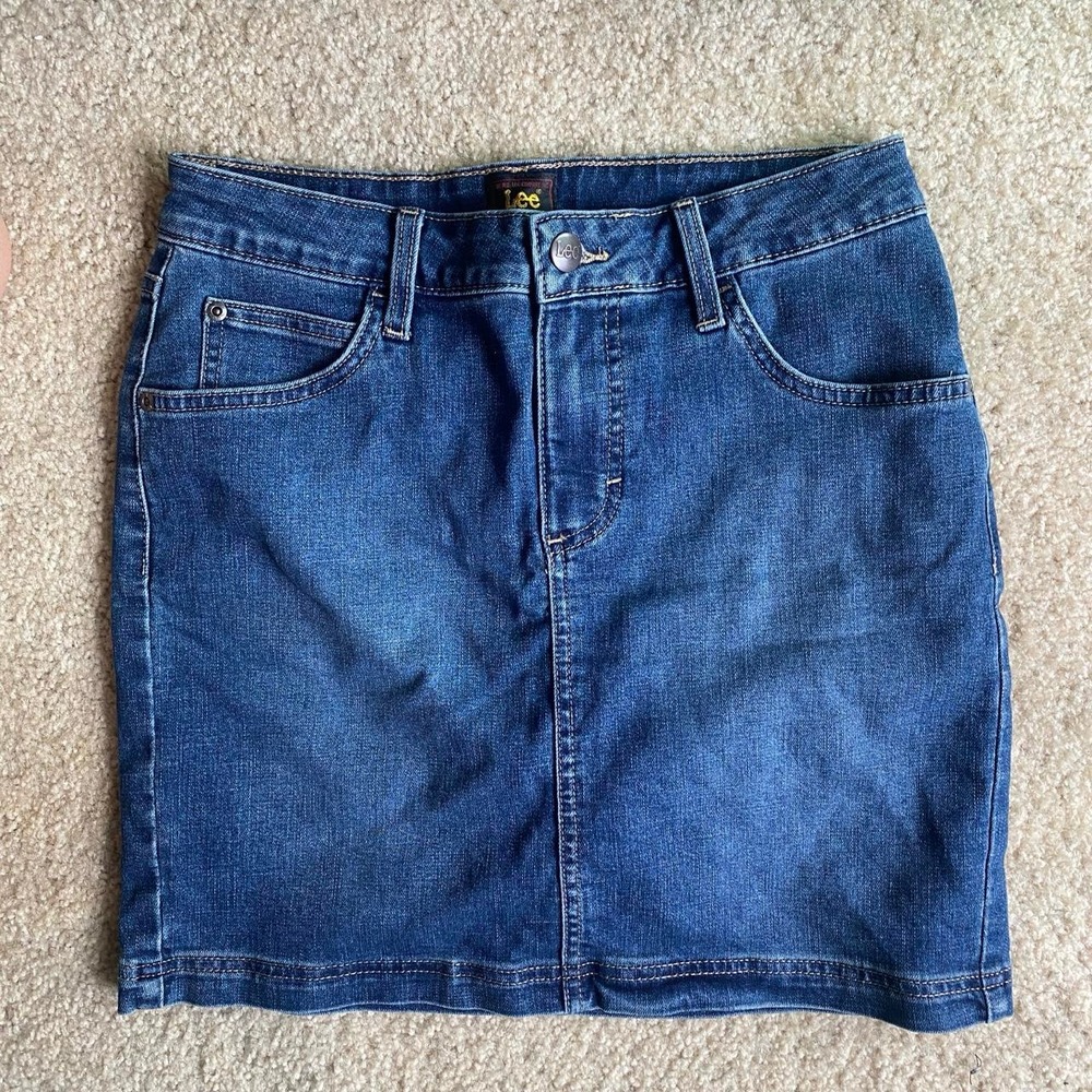 Lee blue denim mini skirt Lee Denim Skort Skirt Size 6 Blue Jean Built-In Shorts
